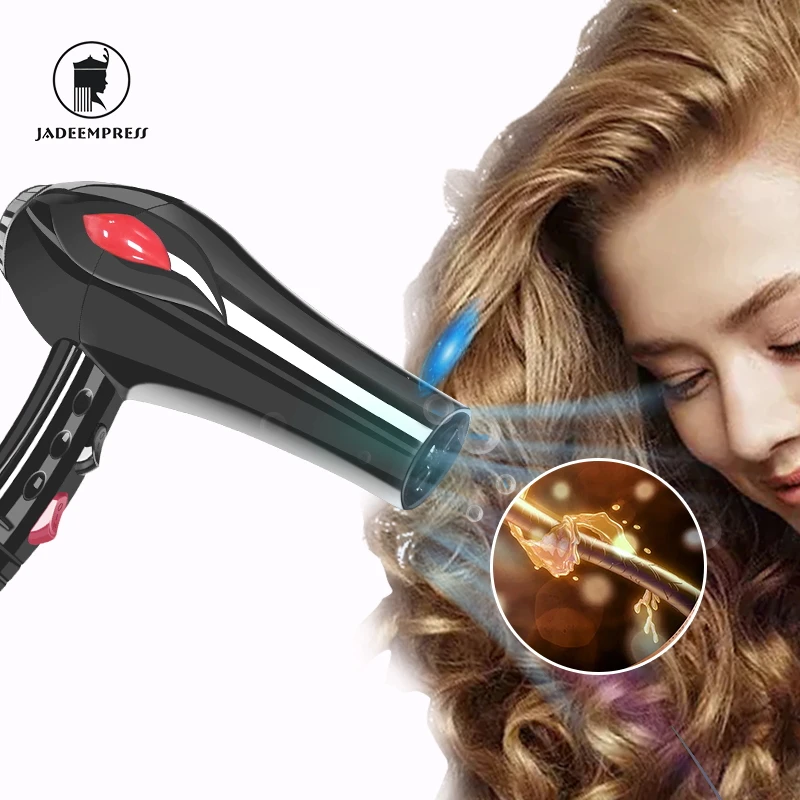 Less Frizz and For Shiny Hair Dryer, Air Electric Negative Ion Hair Dryer  with 3 Heat Settings and Two Nozzles