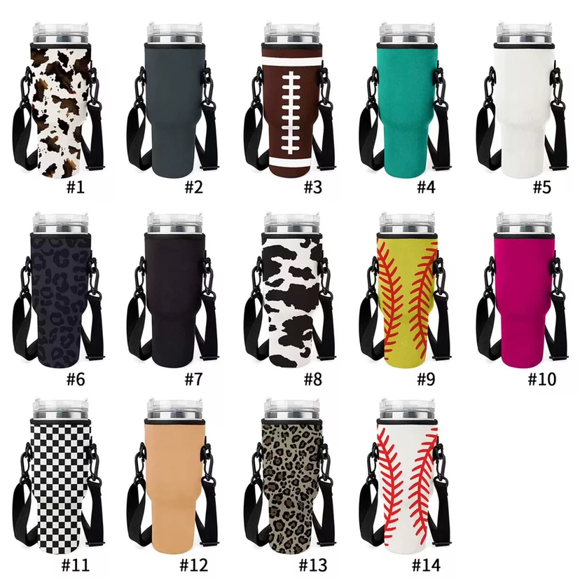 2024 New Arrival 40OZ Insulation Tumble Mug Holder Outdoor Sports Neoprene Crossbody Water Bottle Cover