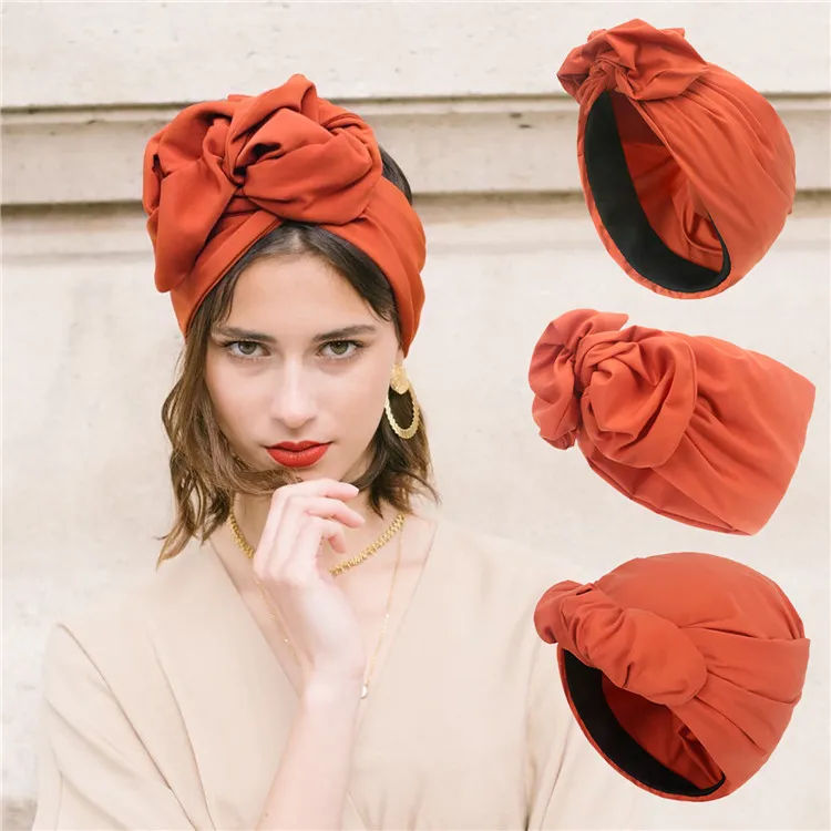 Fashion Ladies Cross Head Scarf Hat Retro Women Head Turban Hats 2022