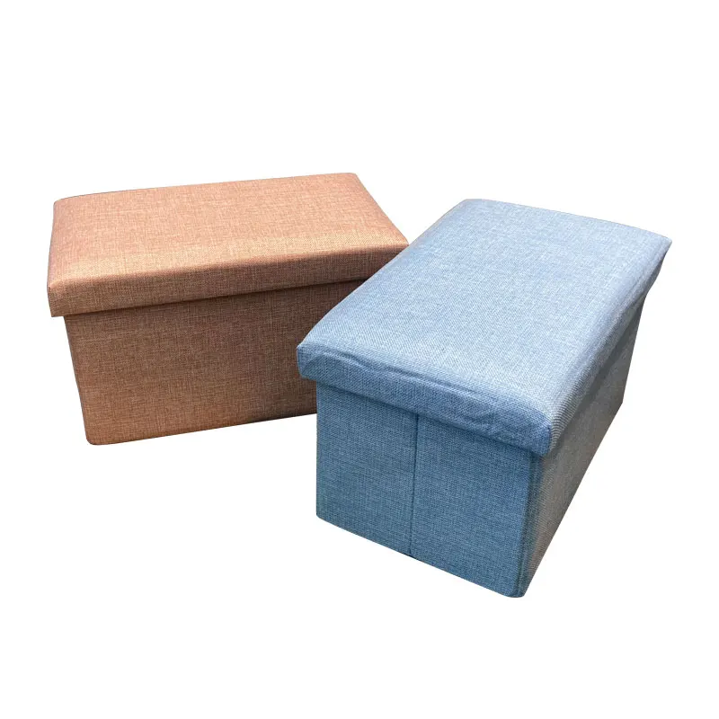 
Cotton and linen storage stool storage stool rectangular folding multifunctional creative shoes sofa storage box high 