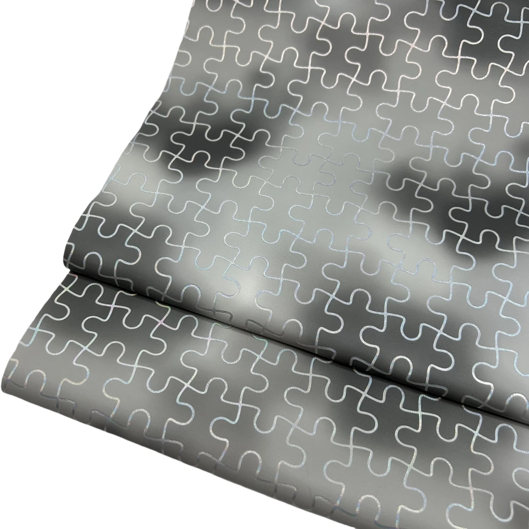 Puzzle PU leather, dreamy girl colorful phantom lines for student school bag pencil case shoes