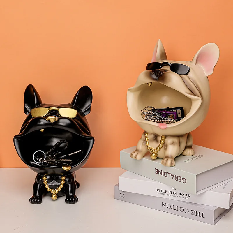 Bulldog storage accessories enter the entrance, living room, coffee table, tabletop, home decoration, resin crafts