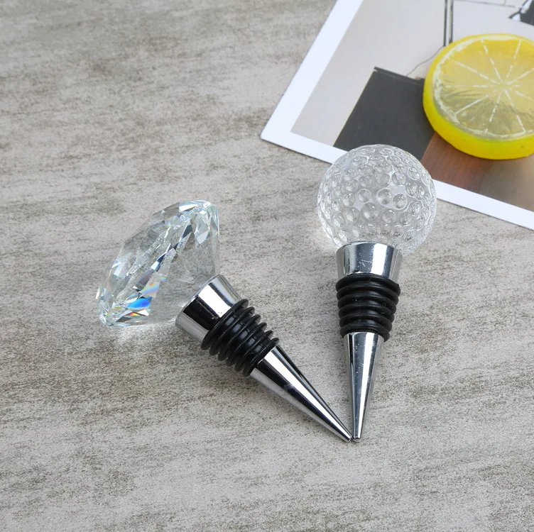 Wedding gift custom colored crystal glass ball wine bottle stopper