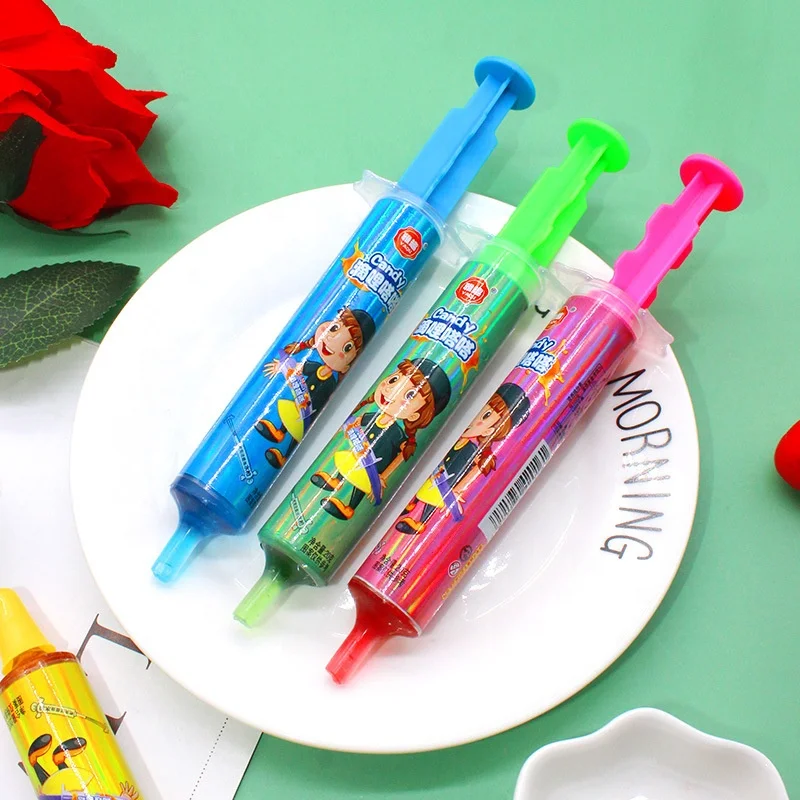Sweet Syringe Toy Jam Candy Mix Fruity Flavor Liquid Candy for Kids Box Packaging