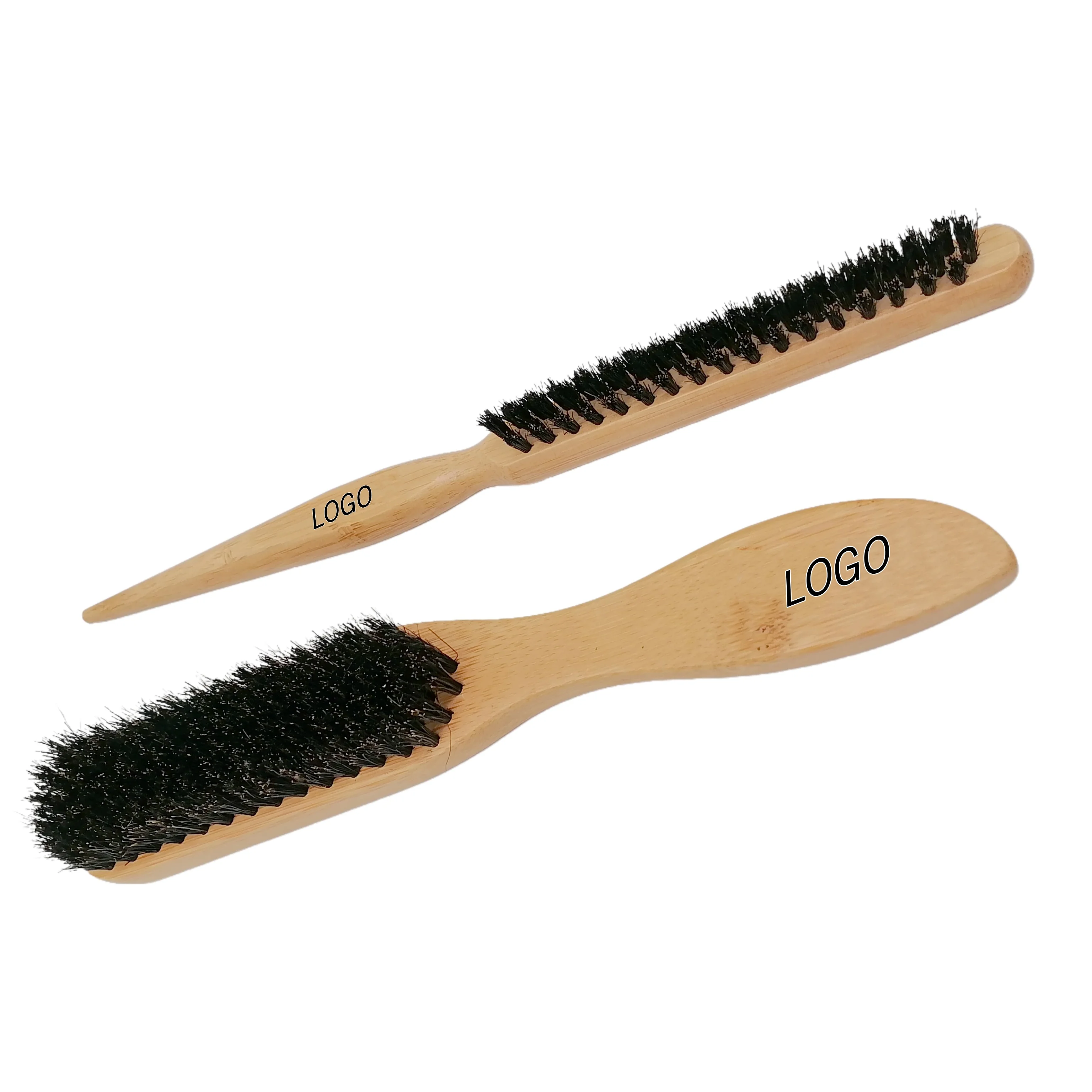 Wooden handle three sides pure pig hair shoe polish brush multifunctional shoe polish brush soft leather shoe brush