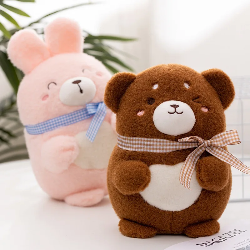 Cute forest animal plush toy doll soft cute chocolate bear pink rabbit baby elephant doll pillow