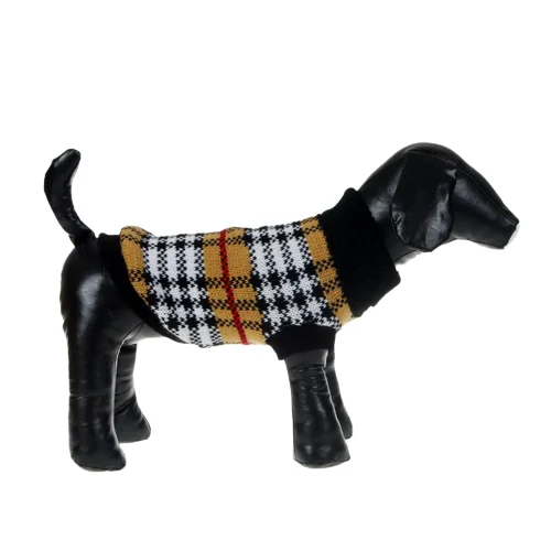 Pet Costume Fashion Turtleneck Plaid Dog Sweater Winter Thick Fleece Knitted Cat Jacket Pet Clothing
