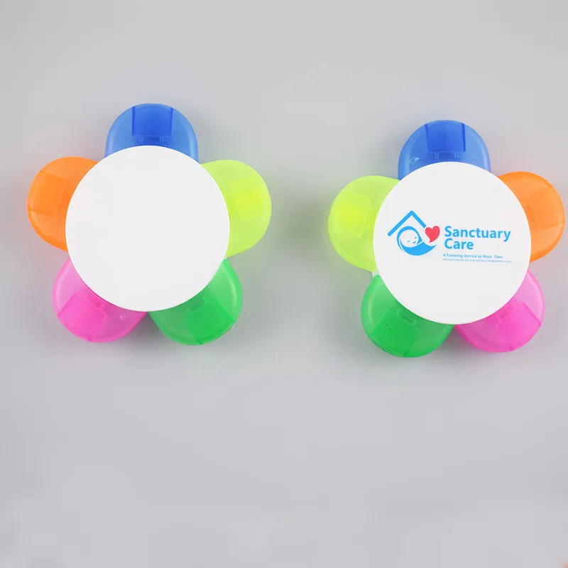 Индивидуальный логотип пластиковый многоцветный маркер 5 в 1 в форме цветка маркер ручка