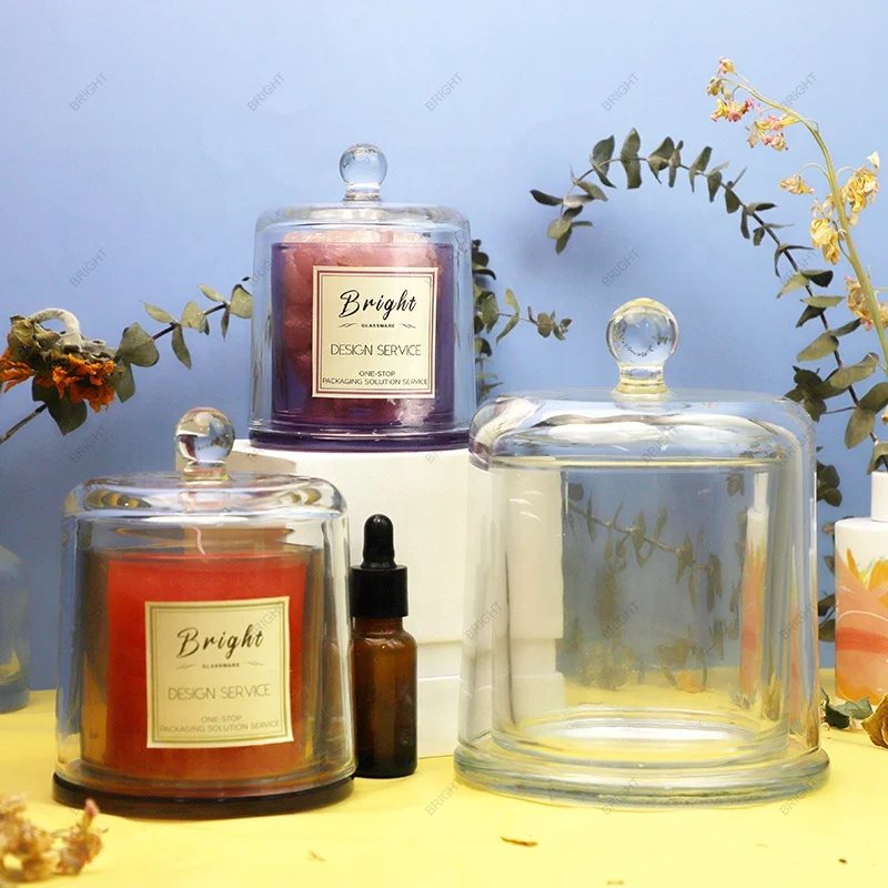 Private Label Luxury Scented Candles Crystal Fragrance Oils Aromatherapy Candles Glass Dome Cloche Bell Jar With Gift Box
