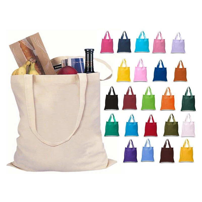 large blank recycle organic reusable custom printed logo shopping eco friendly cotton tote canvas bag