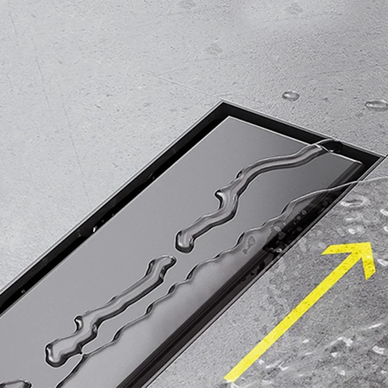 Modern Gray Bathroom Shower Roof Odour Less Floor Drain Anti Odor Cocroach Stainless Steel Long Shower Floor Drain Wetroom Line