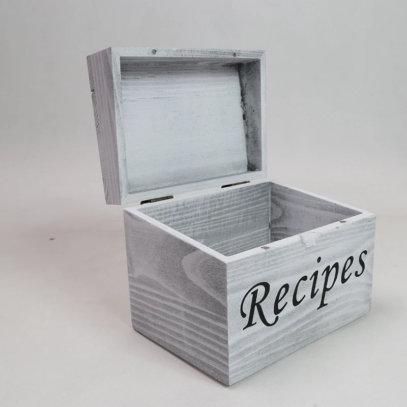Vintage Style Solid Wooden Recipe Organizer Wood Recipe Box Kitchen Recipe Card Box