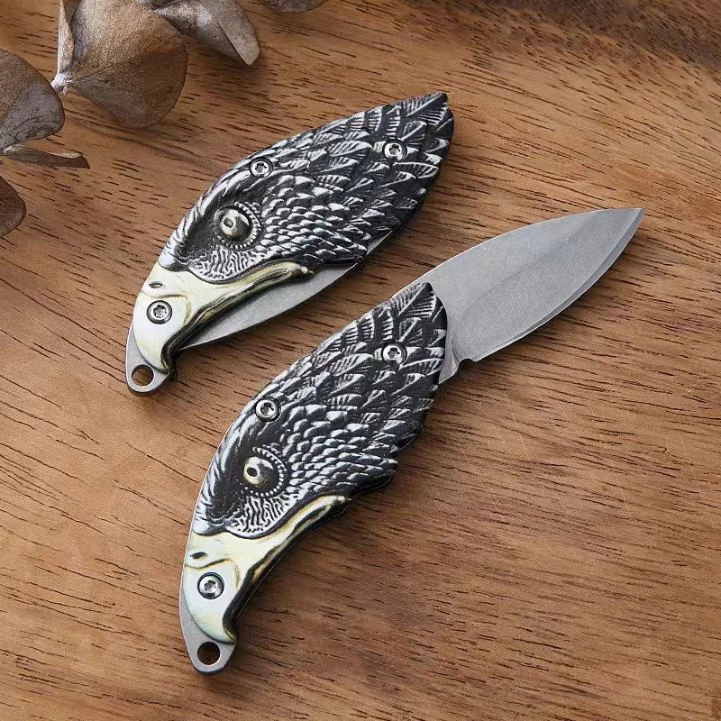 Easy Carry Small Size Folding EDC Keychain Knife Outdoor Survival Hunting 3D Eagle Stainless Steel Hiking Rescue Tool