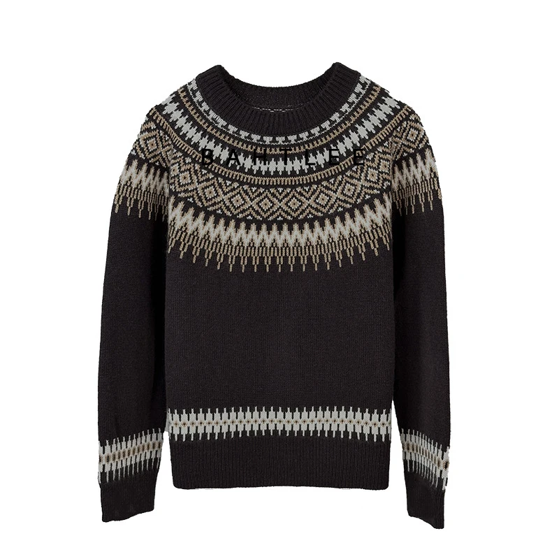 Wool Mock Neck Fair Isle Sweater Womens Fair Isle Jumper Sweater Basolan Wool Ladies Croft Pullover