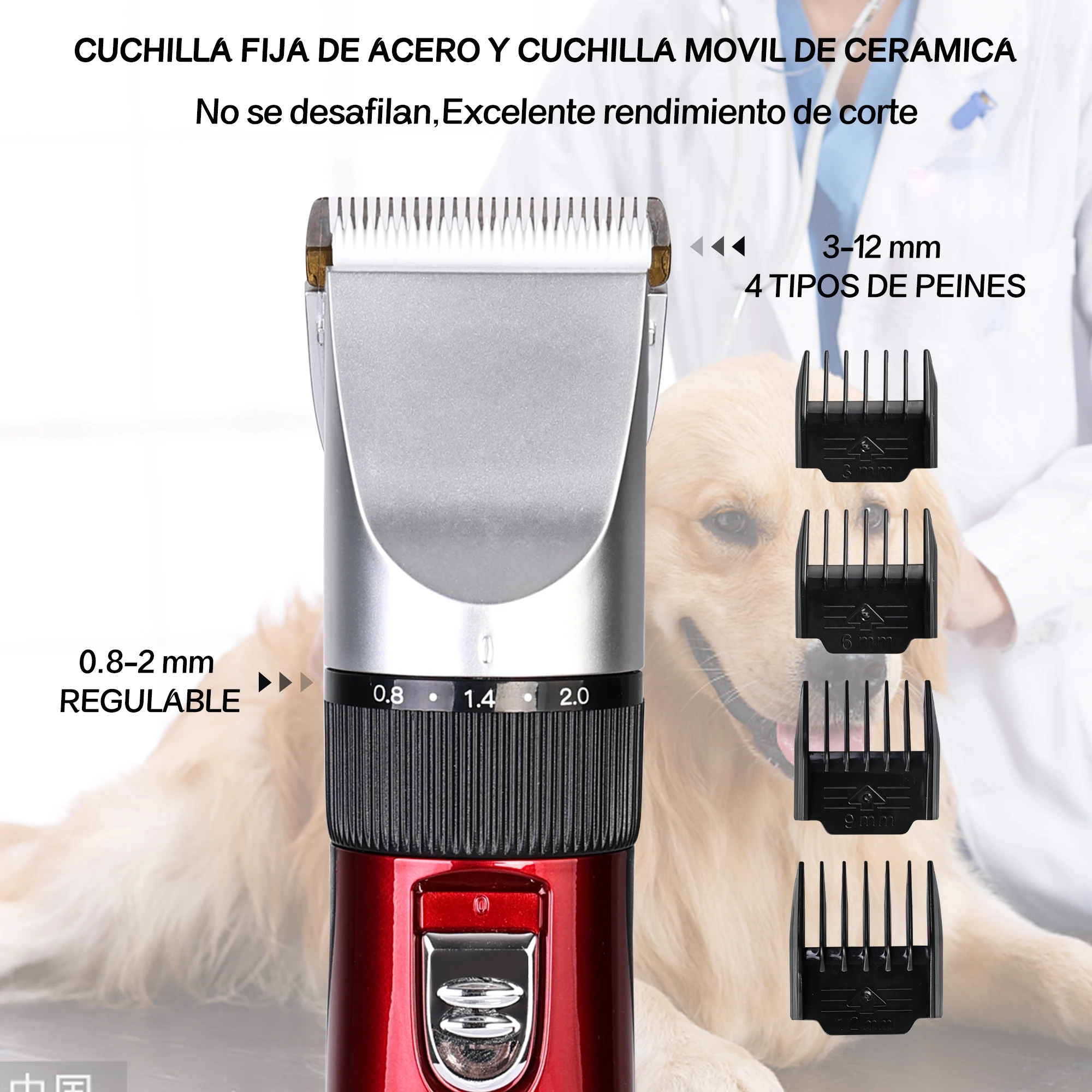 Professional Dog Hair Clipper Pet Trimmer Lithium Battery
