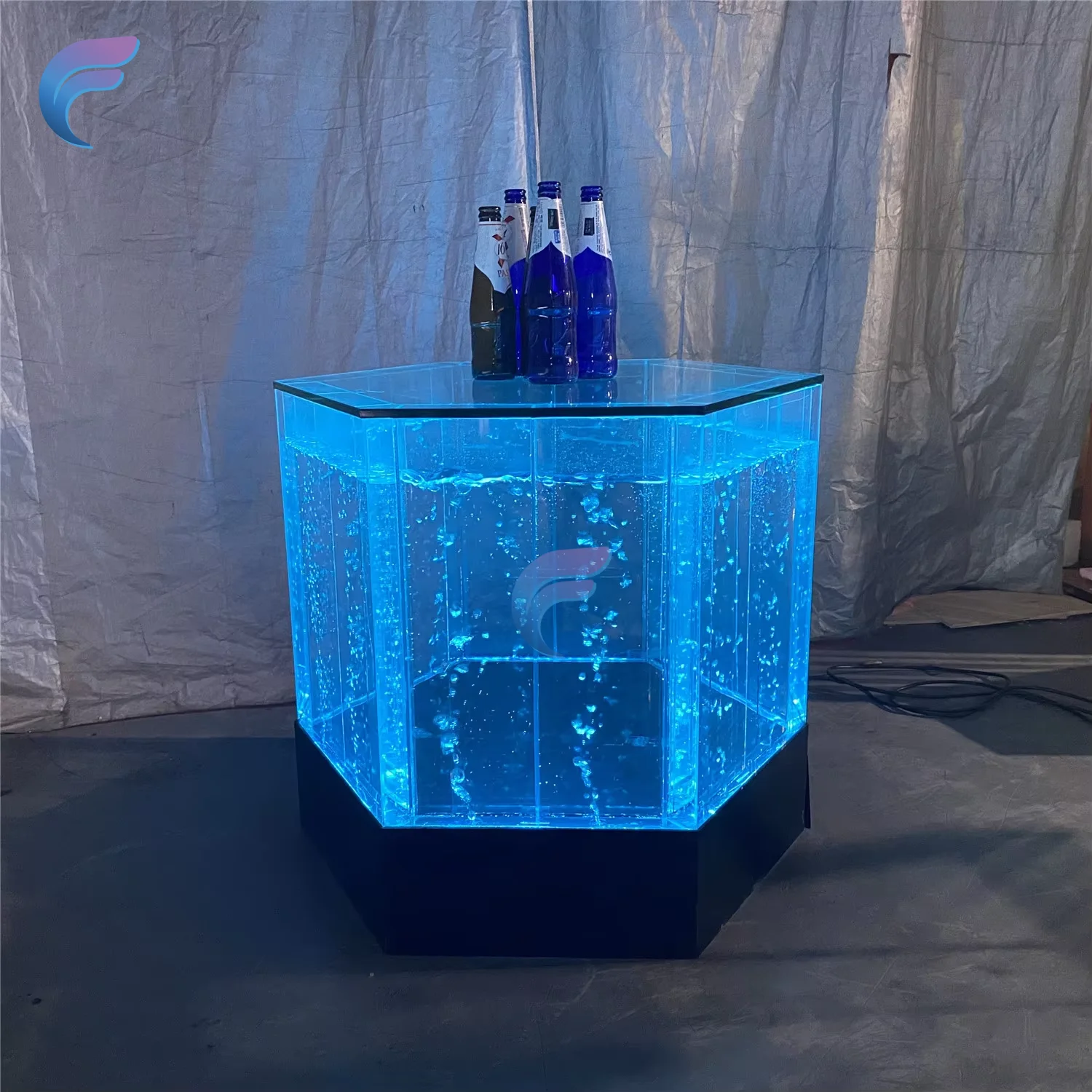 High Quality LED Lighted Bubble Bar Reception Table with Gradient Color Print for European Style Home Decor
