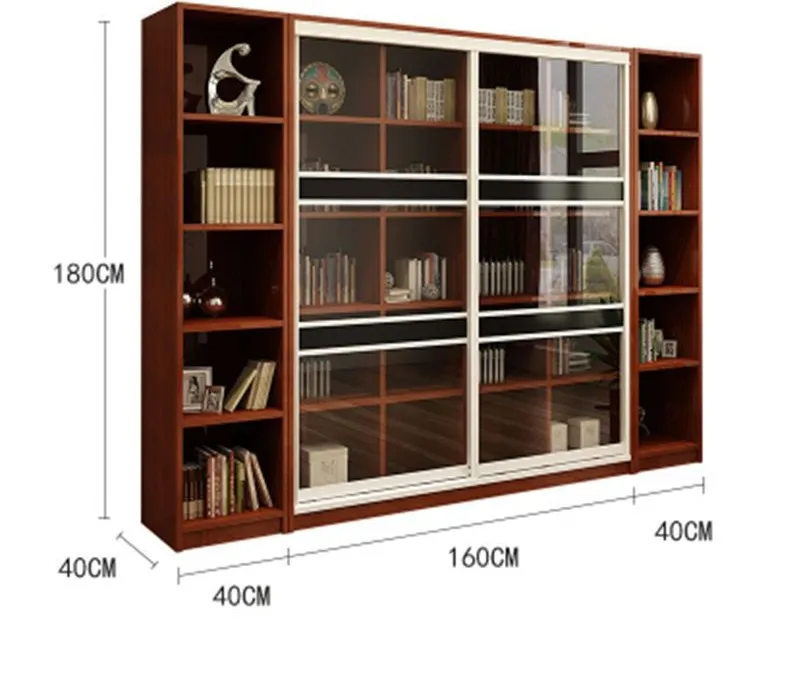 Simple Modern Combination Bookshelf Aluminum Alloy Glass Sliding Door Dining Living Room Hotel File Cabinet Storage Bookshelf