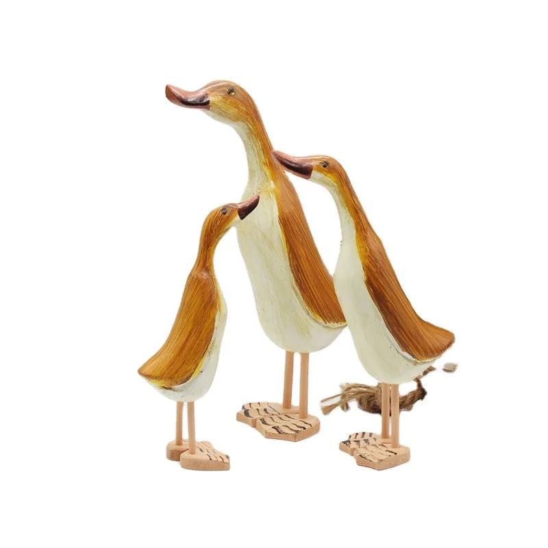 Nordic Animal Carving Set of Three Ducks Creative Home Wooden Ornament Pastoral Decoration Groceries Wooden Europe Wood Folk Art