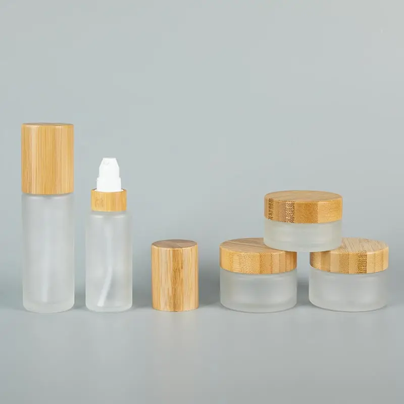 30ml 50ml 100ml 120ml 150ml Wholesale Frosted Empty Cosmetic Sets Glass Serum Lotion Bottle with Treatment pump