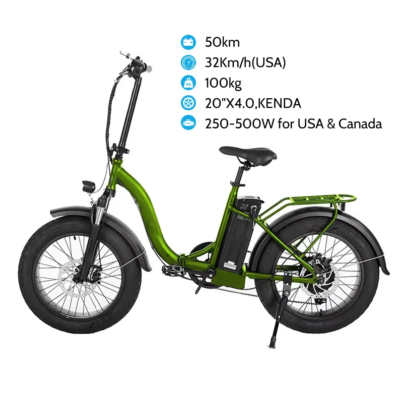 20 Inch 500w Folding Fat Tire Electric Bicycle Lithium Battery Ce 48V Magnesium Alloy ebike