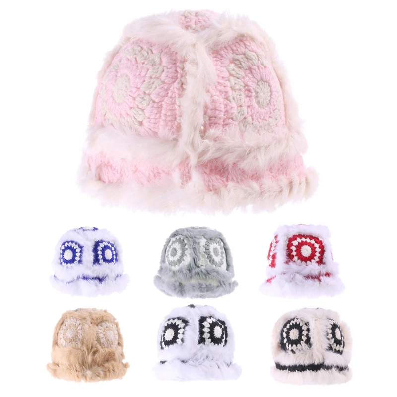 Wholesale Crochet Bucket Hat Women Winter Fur Warm Cute Plush Cap Casual Knitted Bucket Hats Fashion Panama