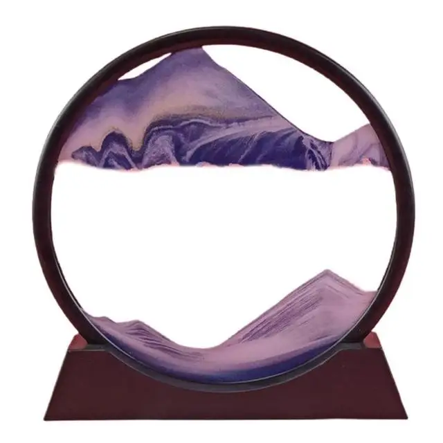 3D Moving Sand Art Picture Sandscapes in Motion Round Glass Sensory Relaxing Desktop Home Office Work Decor Art Toys