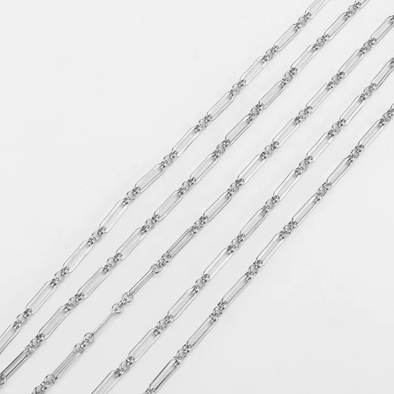 GP Stainless Steel flat Paperclip Flattening Hammer Chain paper clip gold link chain permanent jewelry chains making wholesale