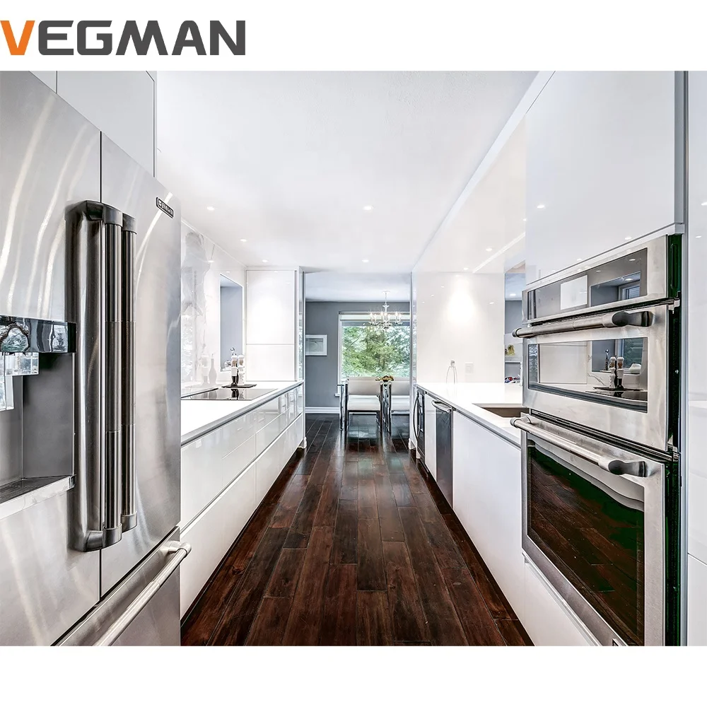 kitchen units gloss set modern designs smart waterproof handless mdf kitchen cabinet