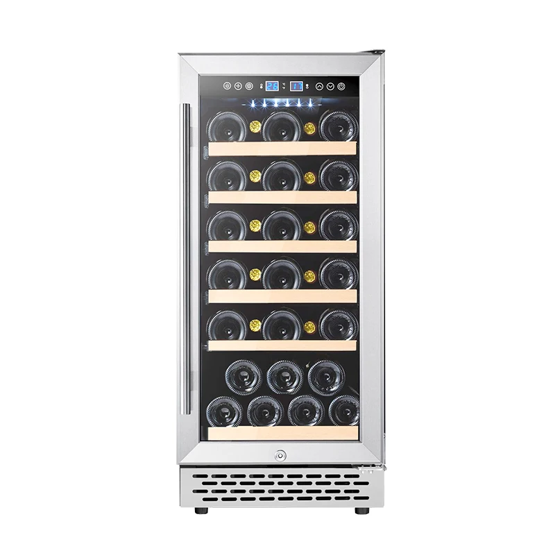 Customized Wine Freezer Built in Wine Cellar Cooler Compressor Single Zone Wooden Shelves Wine and Beverage Coolers
