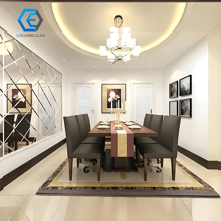 Clear Silver Copper Free Beveled Bathroom Mosaic Antique Decorative Mirror