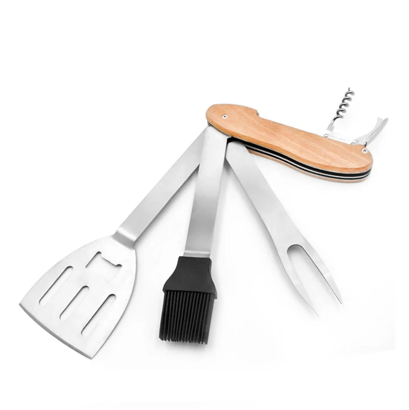 5 in 1 BBQ Multi Tool Barbecue Combo Utensils Set Portable Grill Tools Set for Outdoor and Smoker Kit Accessories