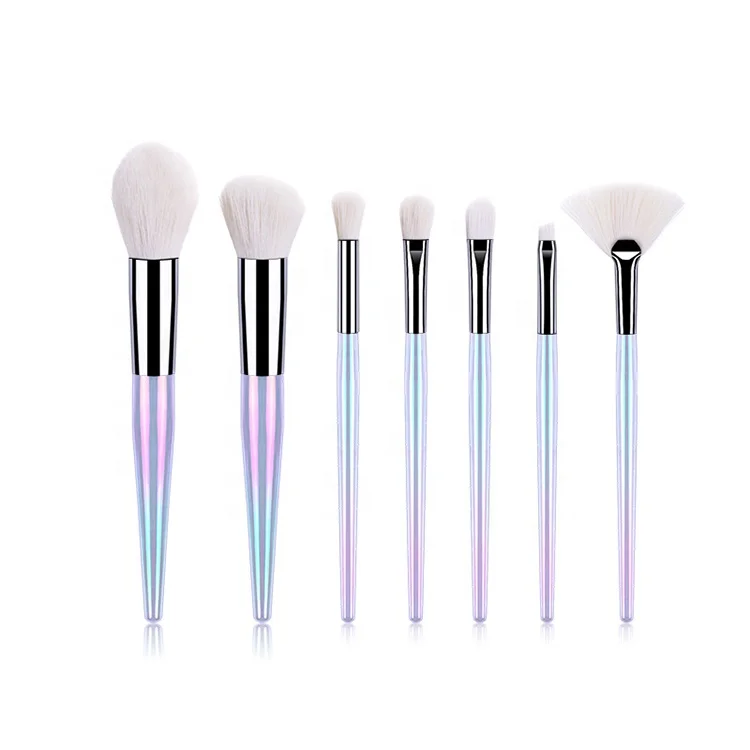 
Unicorn Purple Chrome Pro Profiesinal Makeup Brushes Set Elf Single Logo Set 24 Pcs 7Pcs Plastic Handle Makeup Brush 