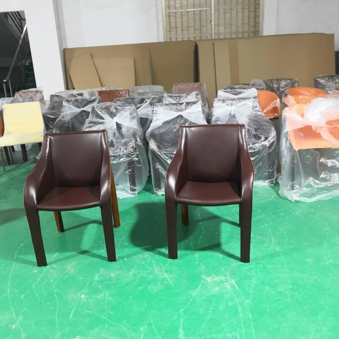 Modern simple dining room chair household dining chair personality fashion Nordic Italian saddle leather leisure chair back