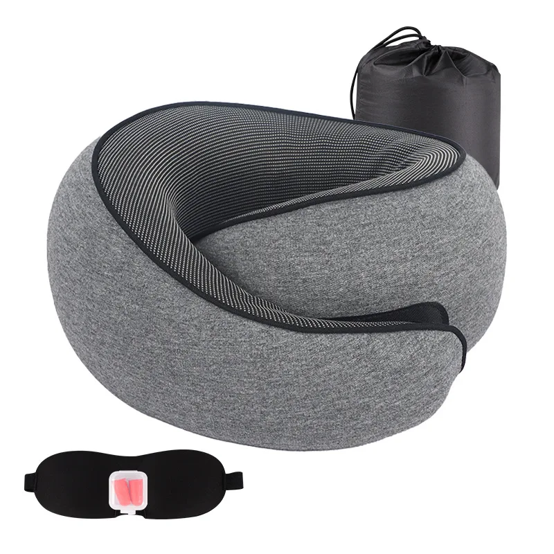 Factory Price Travel Neck Pillow With Button Adjustable Custom Neck Pillow Memory Foam Neck Support U Shape Car Travel Pillow