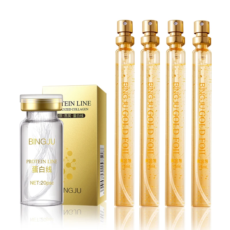 New skin care no needle facial collagen thread lift gold essence active collagen silk protein facial threads