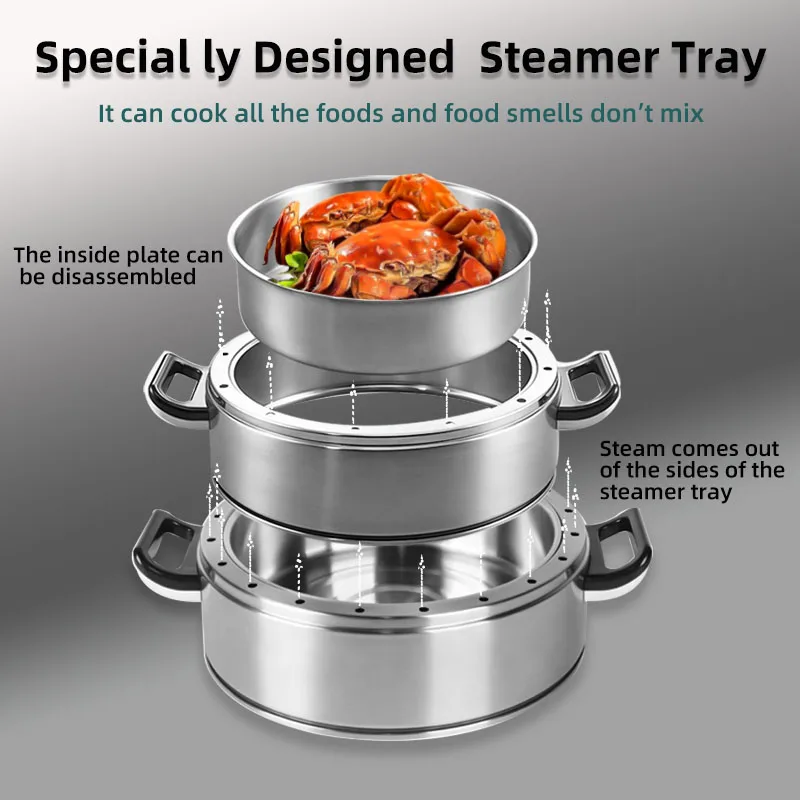 Factory Supply Custom Wholesale Stainless Steel Electric Food Steamer With Clay Ceramic Tray  Electric Steam Pot