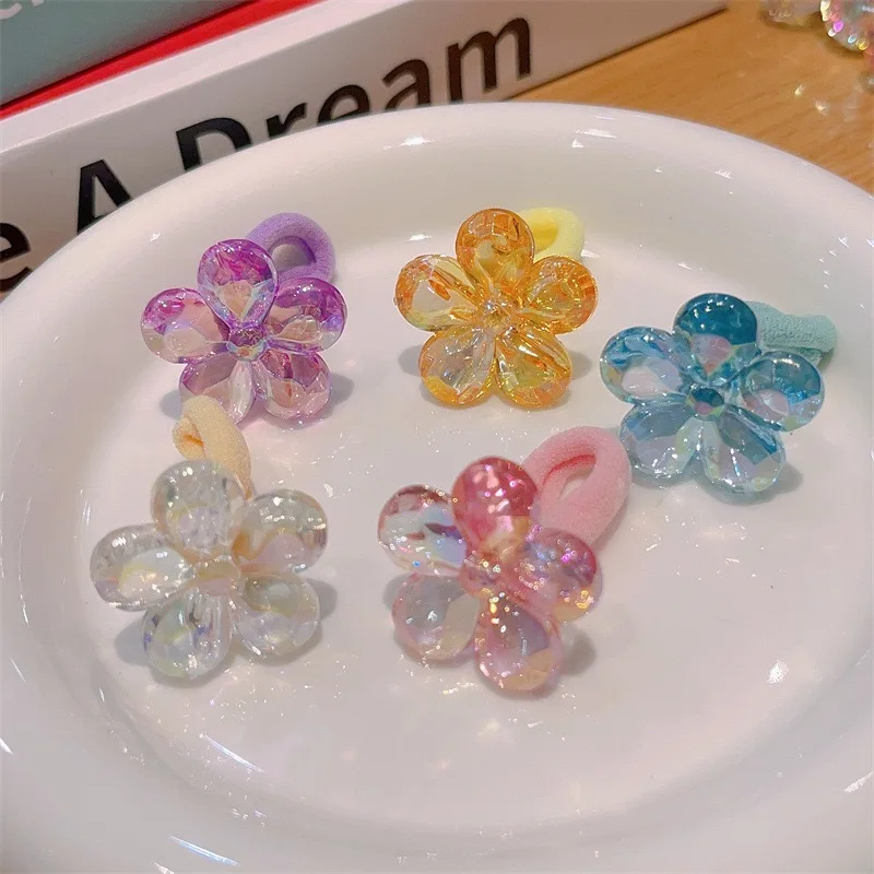 Wholesale korean style children hair accessories colorful berg crystal Hair rope for children