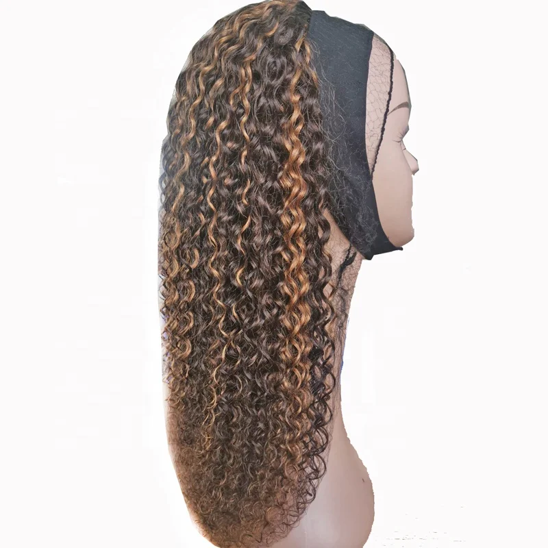 Straight Bob Headband Wigs Human Hair Wigs Brazilian Remy Hair Brown Color with Blonde Highlights Glueless Wig for Black Women