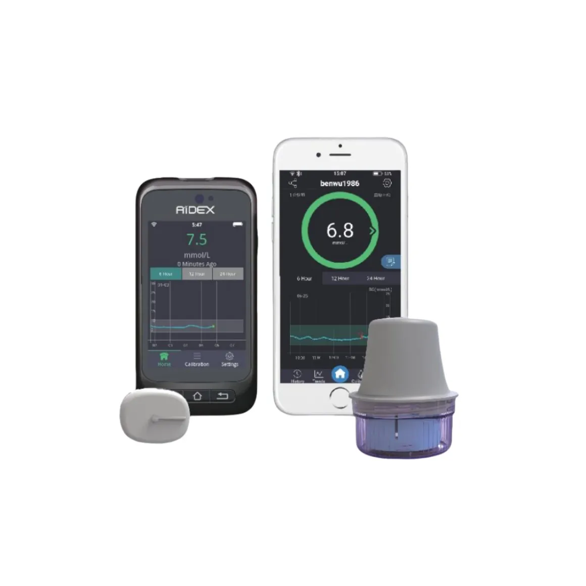 Aidex Rapid Continuous Glucose Monitoring Sensor Non Invasive Medical Diagnostic Blood Sugar Testing Meter