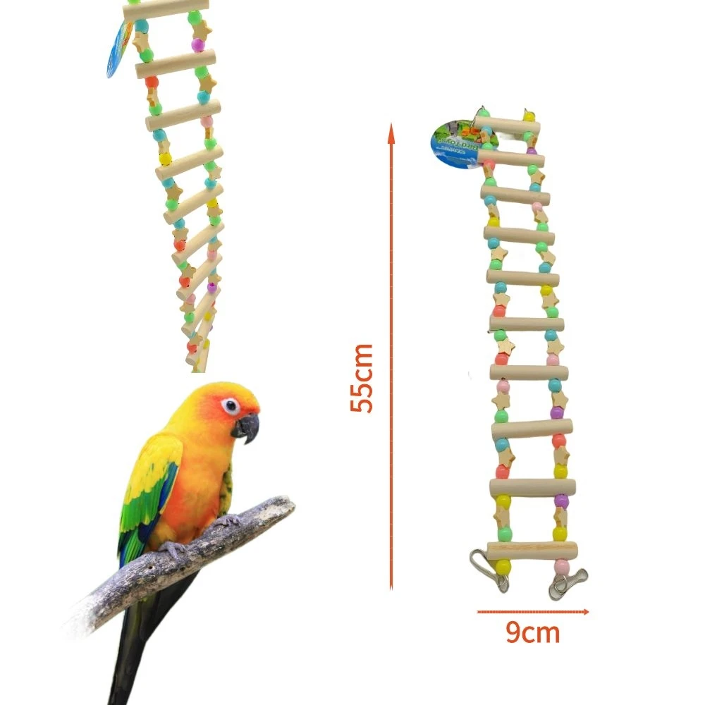 Colorful Pet Bird Cage Perches Parrot Chew Toy for Sale Natural Living Wooden bird ladder  for parrots toy cage toy