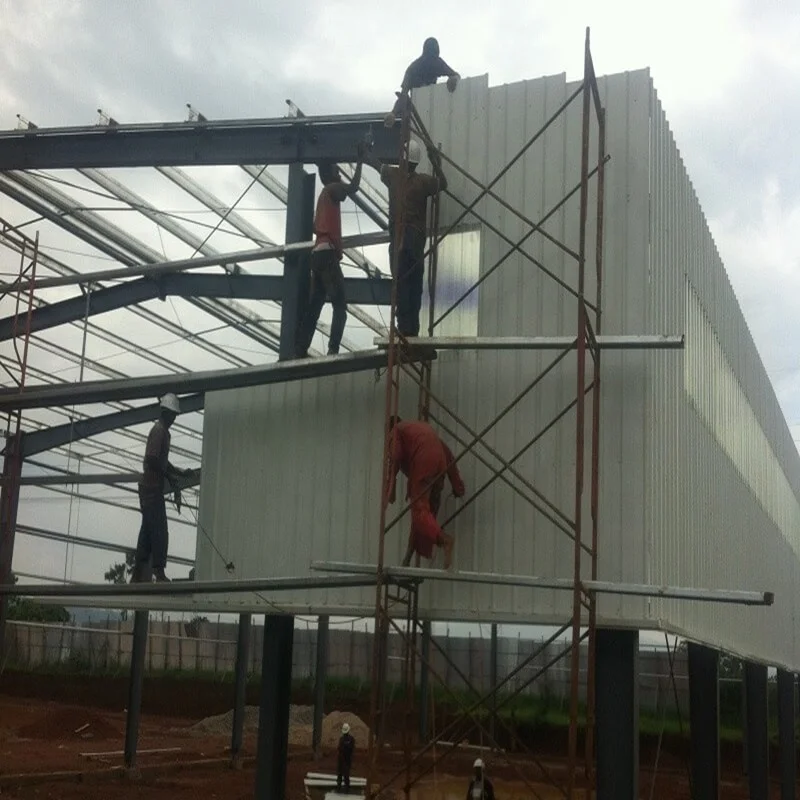 Prefab Portable Collapsible Pu Sandwich Panel Prefabricated steel structure metal warehouse