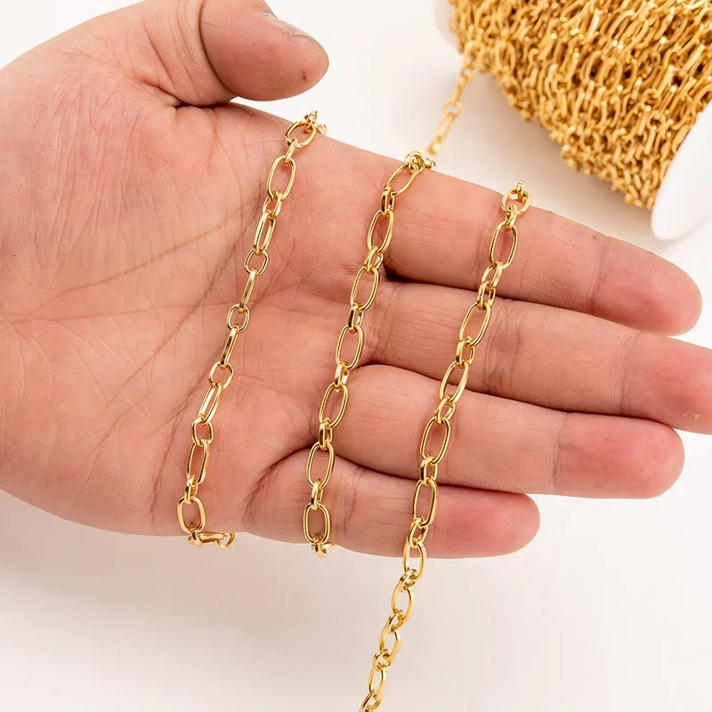 factory wholesale Stainless steel round  link chain real gold plated chain for DIY jewelry making