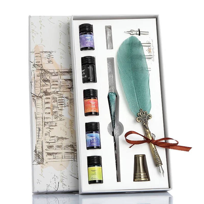 Writing Quill Ink Dip Feather Pen set For Christmas Gifts