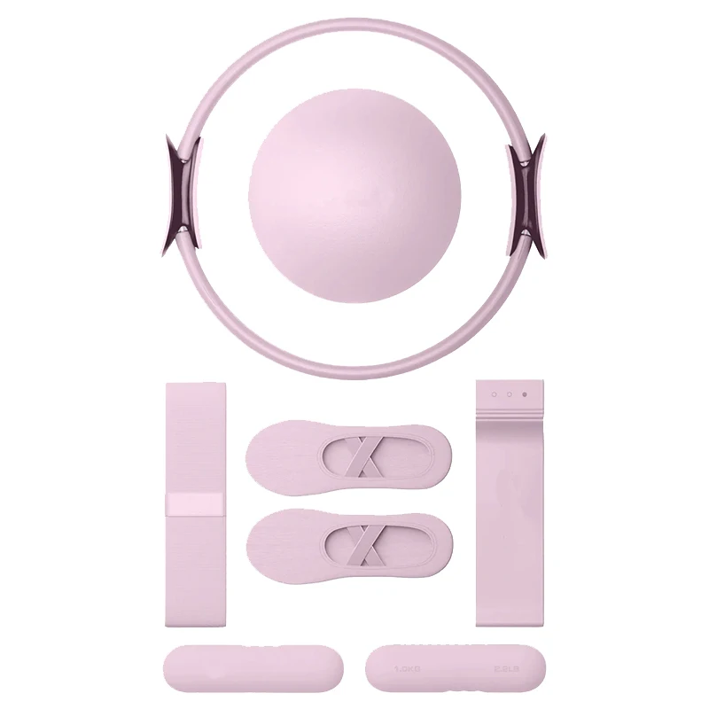 Pilates Essential Kit with Pilates Ring Pilates Ball Silicone Dumbbells Grip Socks Resistance Band Loop Band