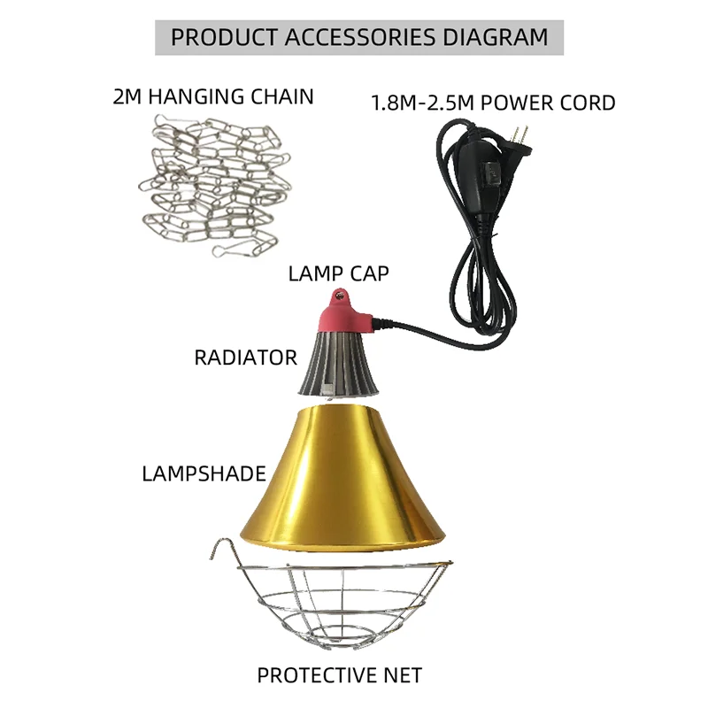 
 Оптовая продажа, разумная цена, домашний скот, напряжение 110-240 В, Классическая Инфракрасная тепловая лампа для цыплят, оборудование для бродинга  