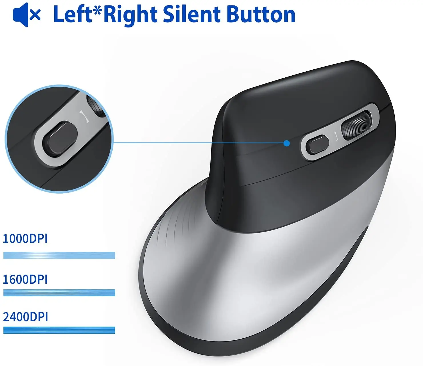 Factory new release Multi Device Vertical Mouse wireless Ergonomic Mouse Rechargeable BT  Mouse 5 Button and 3 DPI