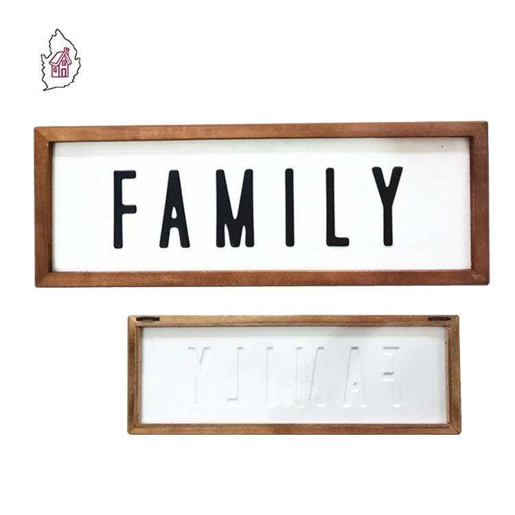rustic wood framed family home decor embossed retro metal sign