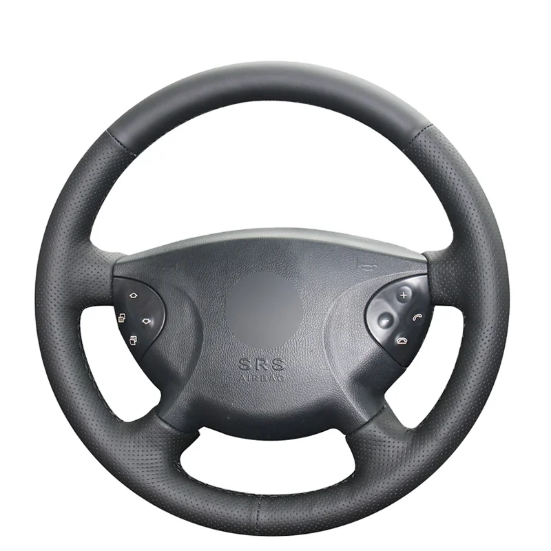 Hand-stitched Black Genuine leather Car Steering Wheel Cover for Mercedes-Benz W210 E240 E63 E320 E280 2002 2003 2004 2005