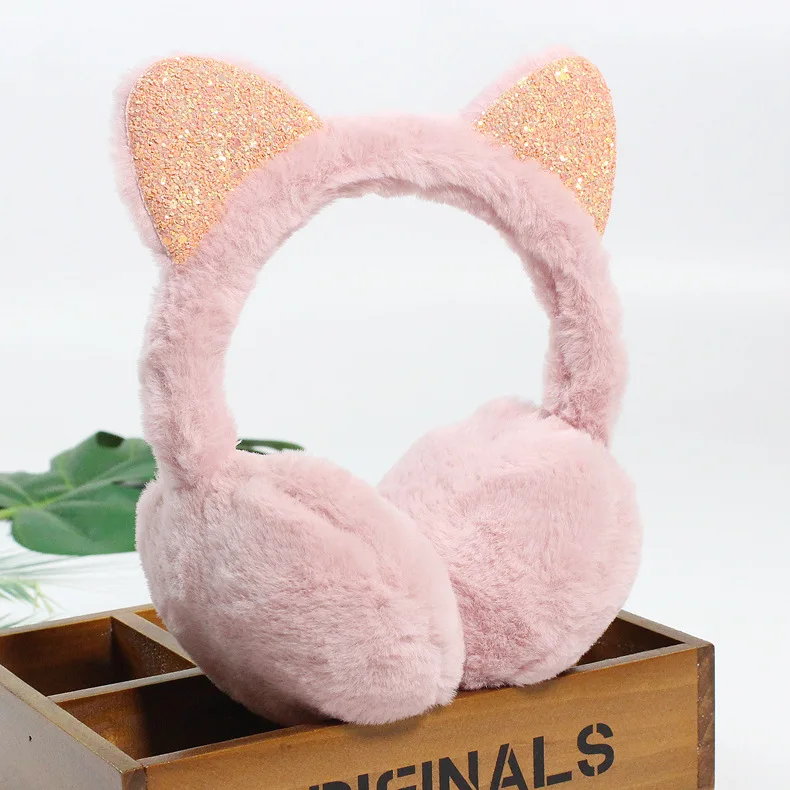 factory hot sale winter cute fashion solid color animal ear muffs for women