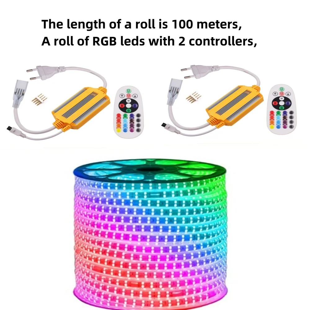 100 м светодиодный RGB ip65 пульт дистанционного управления DMX хрустящий водонепроницаемый гибкий 220 В полосы света